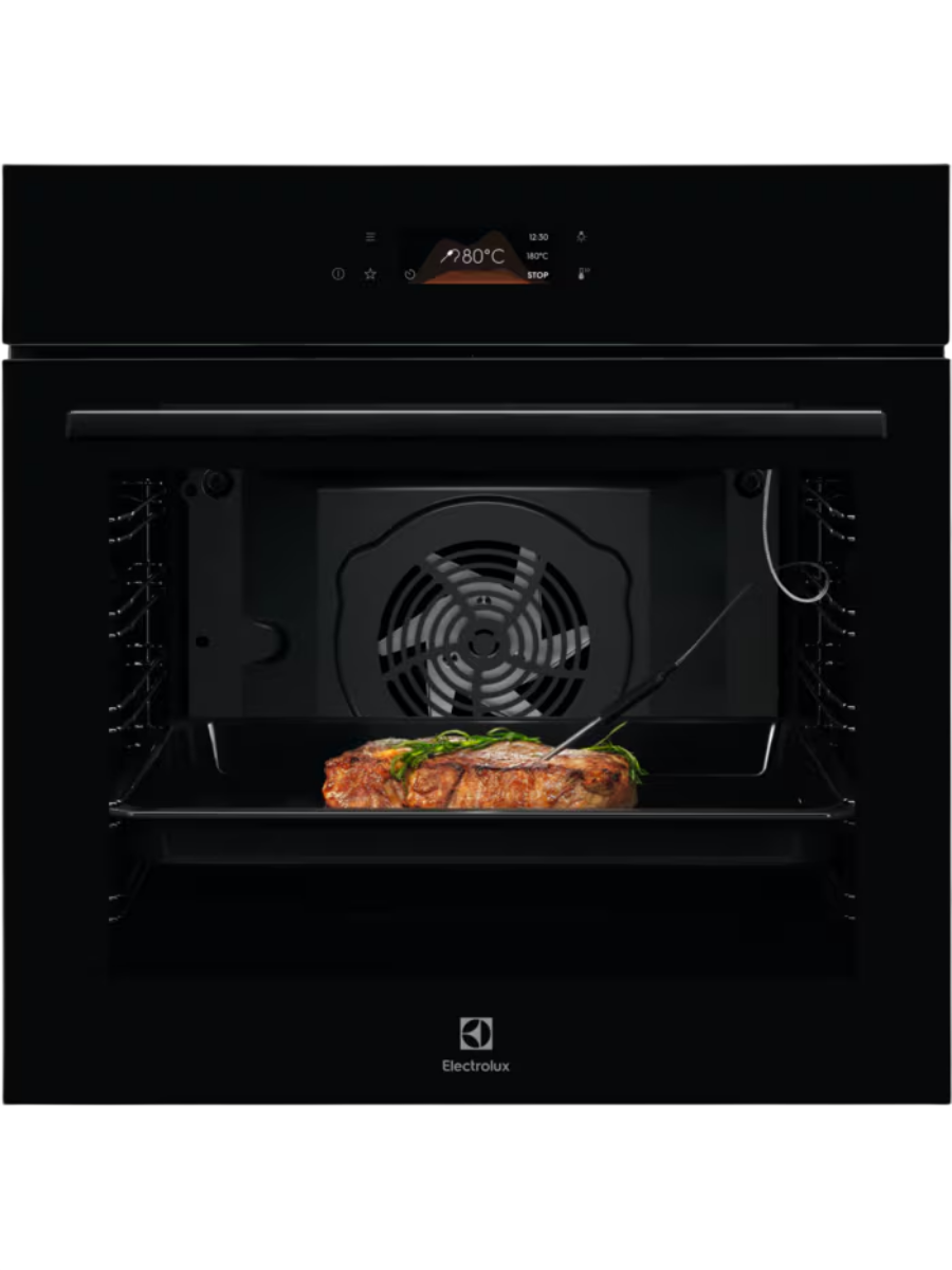 Встраиваемые электрические духовки ELECTROLUX/ Электрический духовой шкаф Electrolux SurroundCook 500 SteamBake, приготовление на пару, объем 72 л, 15 режимов, очистка паровая, направляющие проволочные + телескопические (1 уровень), термощуп