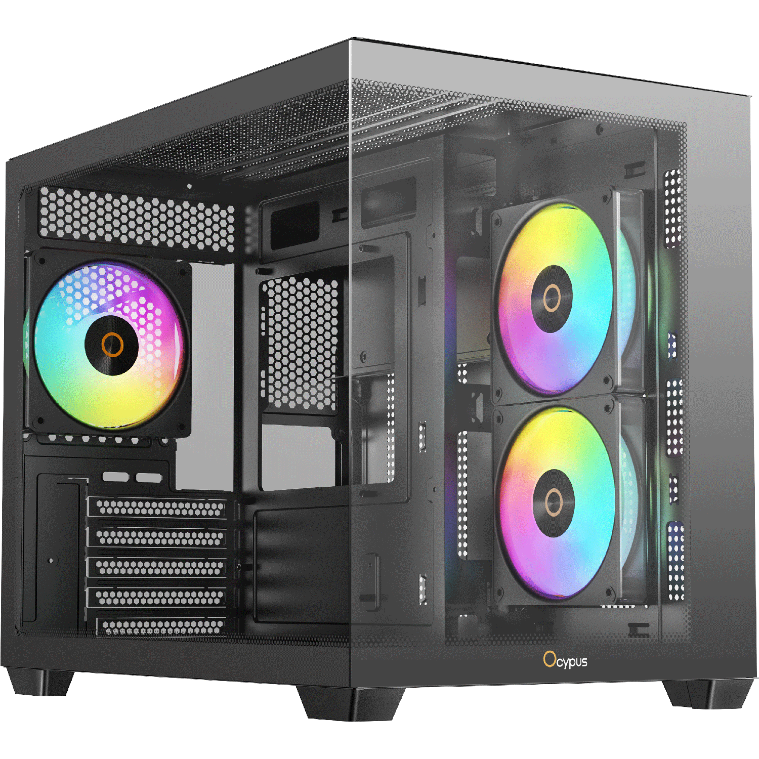 Корпус ПК без блока питания/ Case Ocypus Gamma C54 BK ARGB, Midi-Tower, TG, 3x120mm ARGB, 1xUSB-A 3.0 + 2xUSB 2.0, mATX, mITX Black
