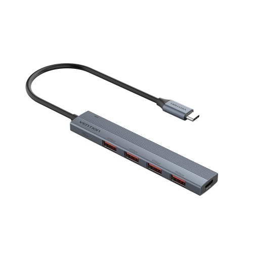 Концентратор Vention OTG USB 3.2 Gen 2 Type-C на 4 USB порта + USB-C PD Серый - 0.15м.
