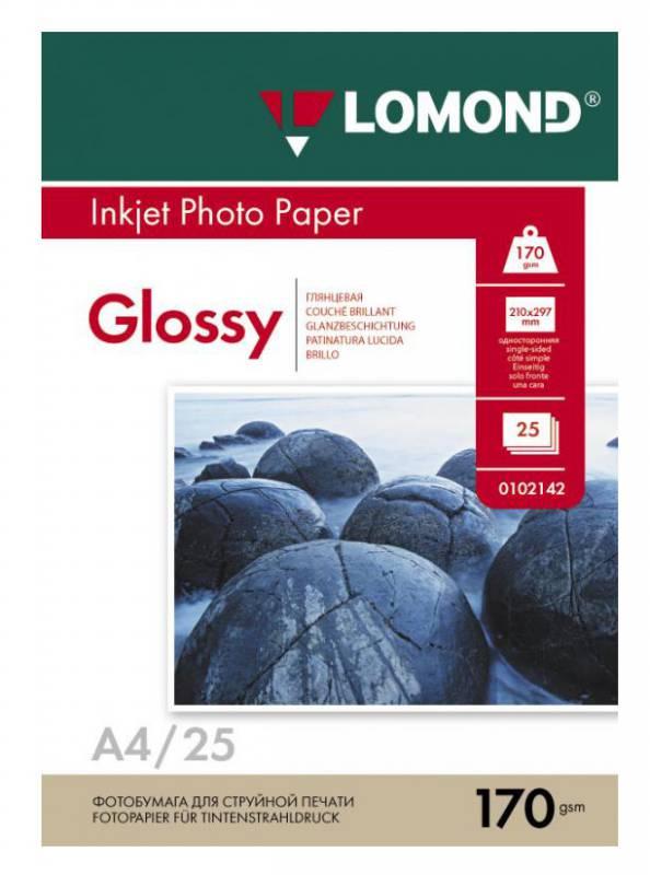 LOMOND 0102143  Фотобумага односторонняя глянцевая А4, 170г/м2, 25 листов