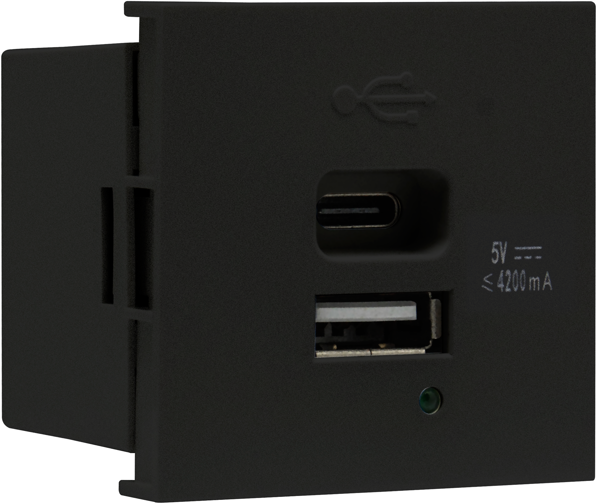 Donel USB зарядное устройство, 4.2A , Type A + C, 2 мод., черн. матовая (45х45мм)