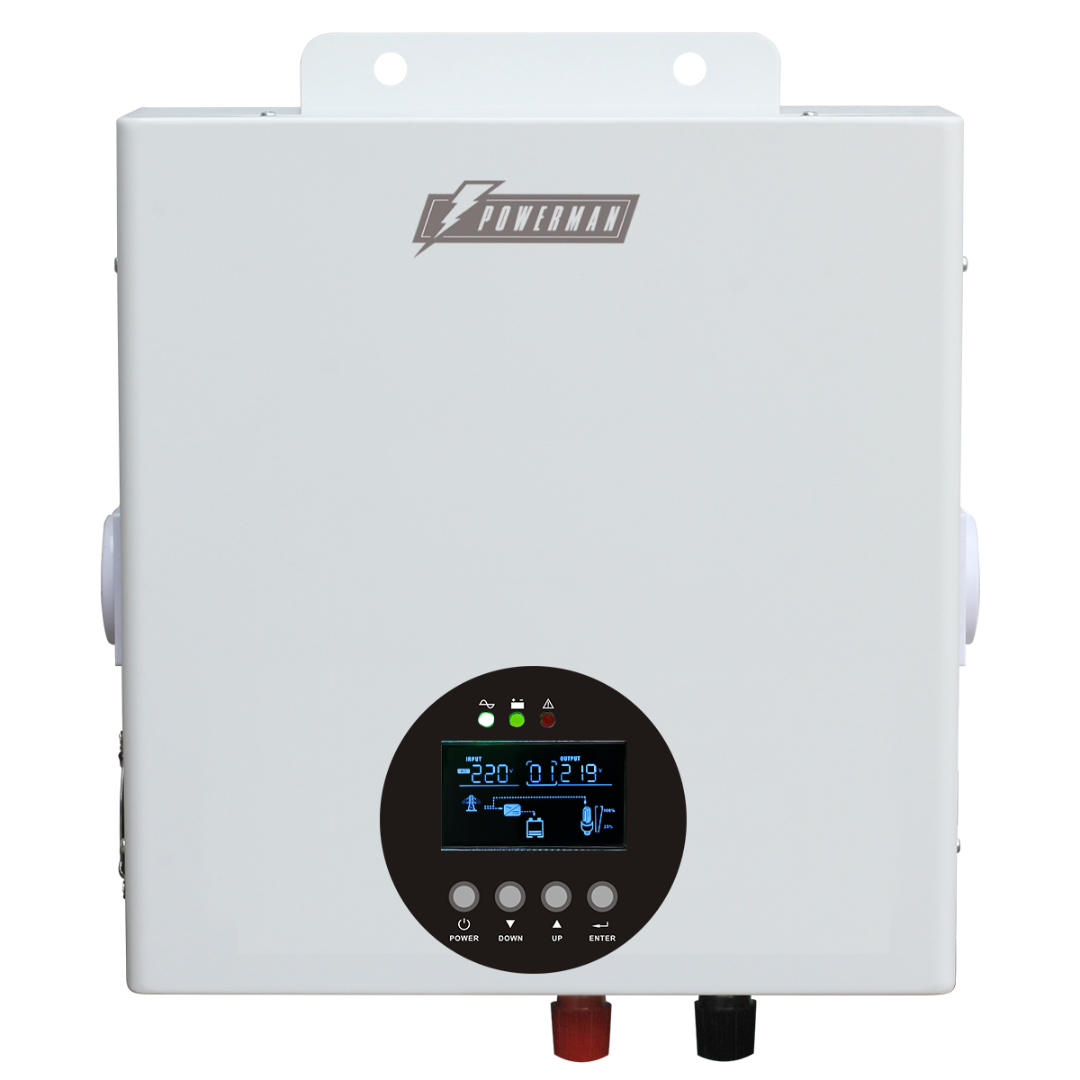 Источник бесперебойного питания/ ИБП POWERMAN Smart 1000 HYBRID, линейно-интерактивный, 1000ВА/600Вт, 165-265В, 2 евророзетки, внешняя свинцово-кислотная (AGM, GEL, FB) или LiFePO4 батарея на 12В емкостью от 65Ач  (не входит в комплект поставки), ток заряда до 18А, ЖК-дисплей, навесной, 310мм х 270мм х 85мм, 6.8кг.