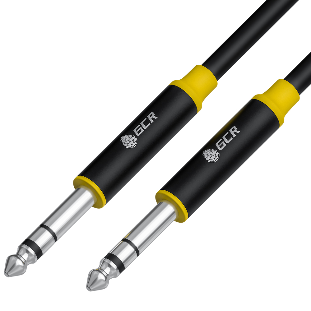 GCR PRO Кабель 3.0m аудио STEREO jack 6,35mm/jack 6,35mm черный, AL case, M/M