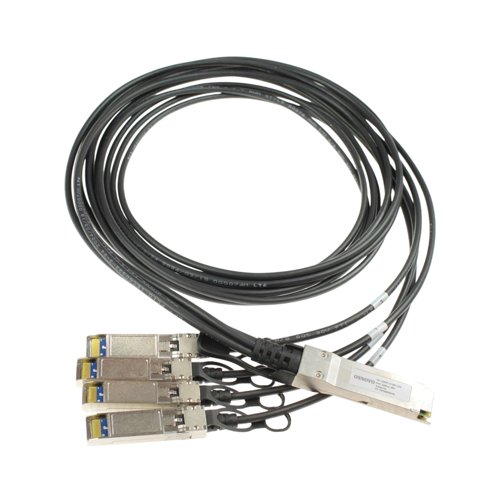 Кабель/ OSNOVO OC-QSFP-4x10G-2M Объединительный DAC кабель QSFP+ 40G для 4х10G. Скорость: 40 Гбит/c. Тип разъема: QSFP+/SFP+. Длина кабеля 2м. Размеры коннектора (ШхВхГ): 11x9x101мм. Рабочая температура: 0…+70°С.