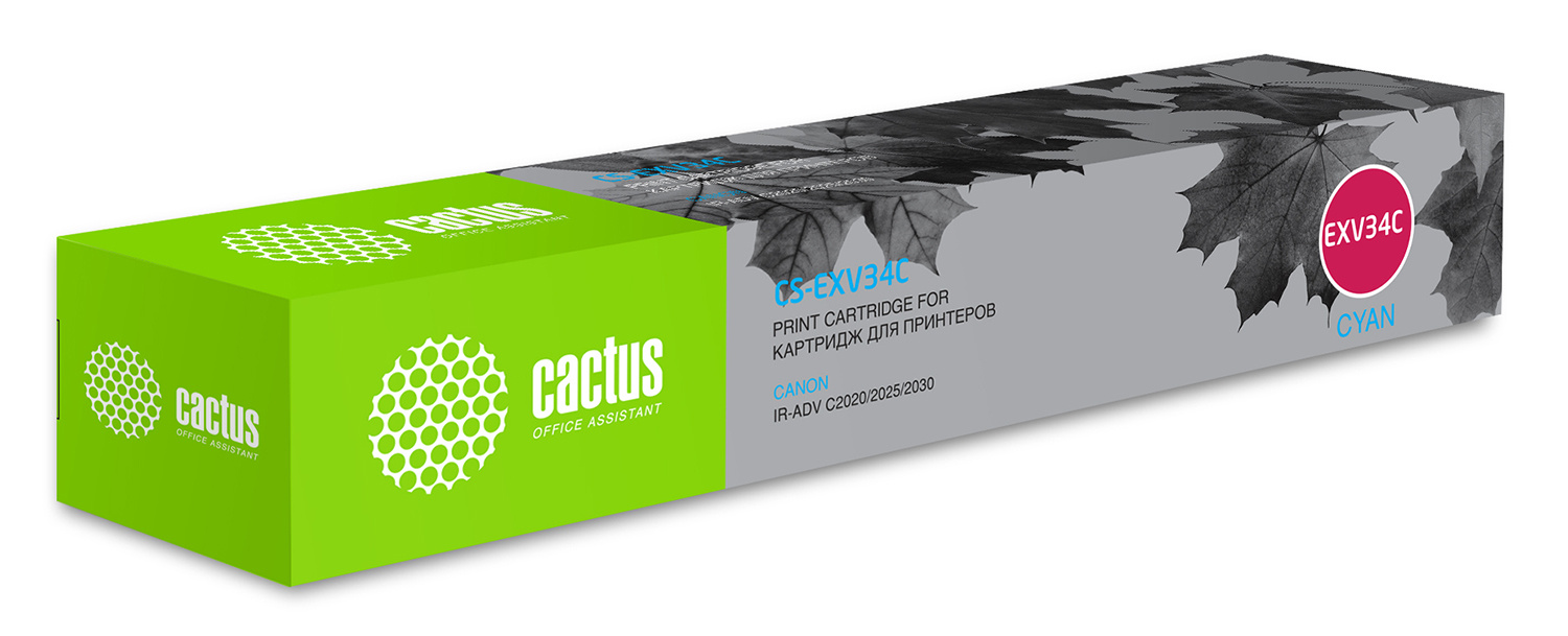 Картридж лазерный Cactus CS-EXV34C голубой (19000стр.) для Canon IR Advance C2030L/C2030i/C2020L/C2020i/C2025i