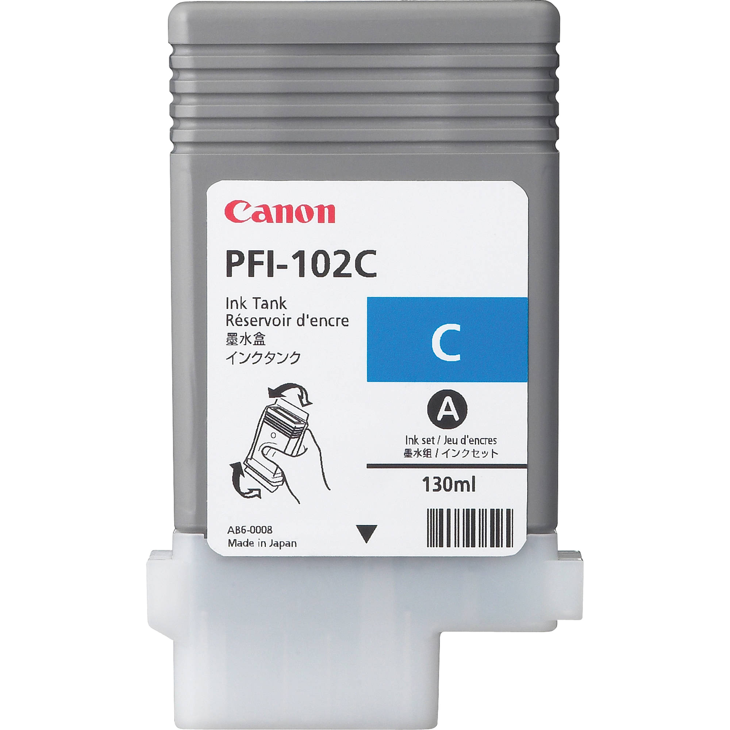 Canon PFI-102C 0896B001 Картридж для Canon imagePROGRAF iPF605, iPF610., iPF650, iPF655, iPF710, iPF750, iPF755, LP17, iPF510, Голубой, 130 мл.