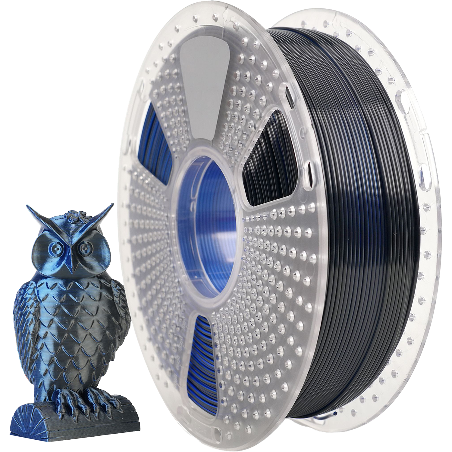 Филамент NVPRINT Silk PLA+  Black/Blue  для 3D печати диаметр 1.75мм  длина 330 метров  масса 1 кг