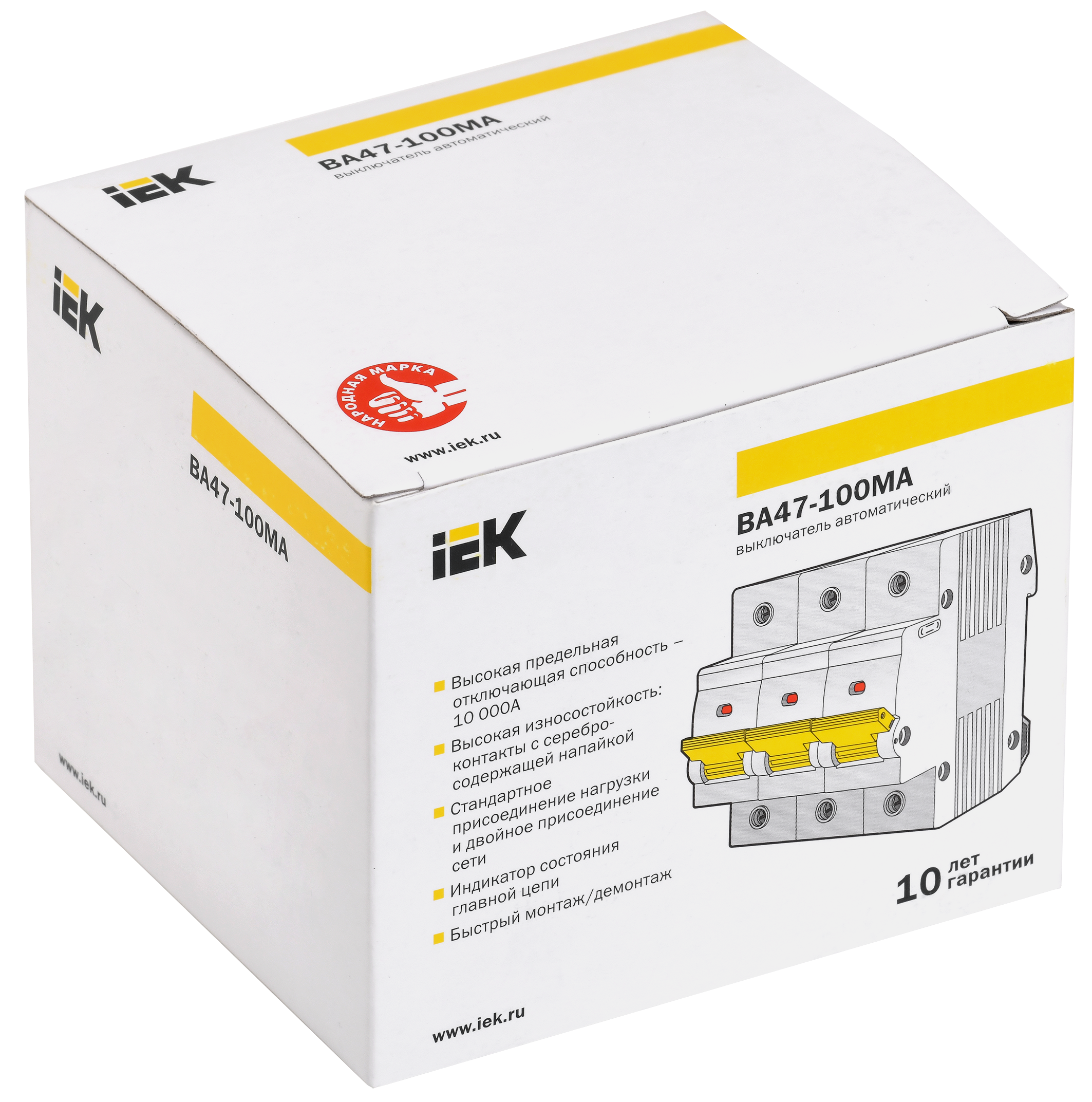 Выкл. авт. ВА47-100МА без тепл. расцеп. 3P 80А 10кА D IEK