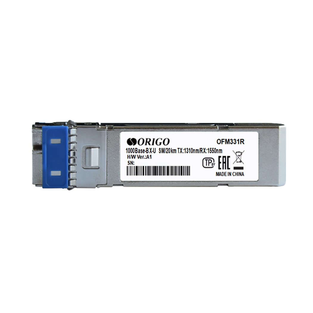ORIGO OFM331R/20KM/A1A WDM SFP-трансивер, 1000Base-BX-U (Simplex LC), Tx: 1310нм, Rx: 1550нм, одномод, до 20км