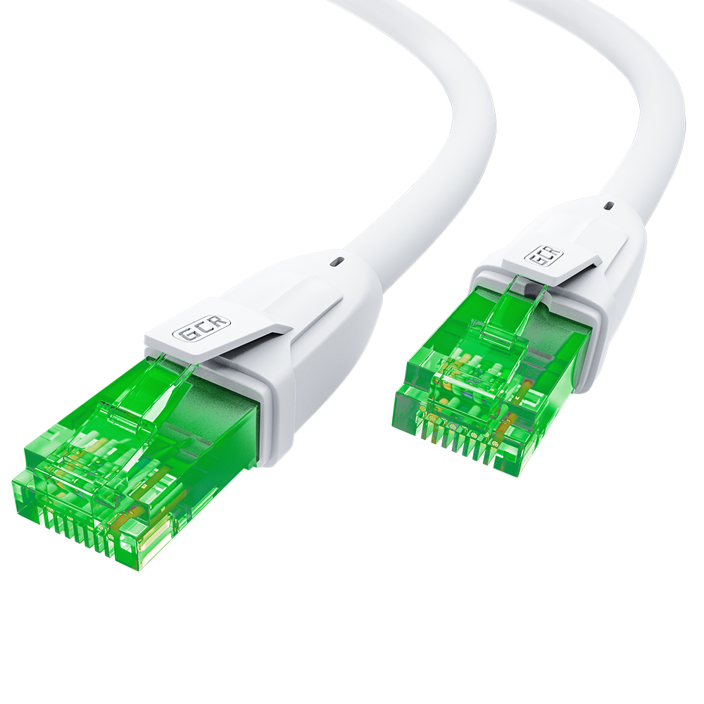 GCR Патч-корд прямой 0.75m UTP кат.6А, белый, 24 AWG, литой, ethernet high speed, RJ45, T568B