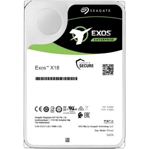 12TB Seagate Exos X18 (ST12000NM000J) {SATA 6Gb/s, 7200 rpm, 256mb buffer, 3.5"}