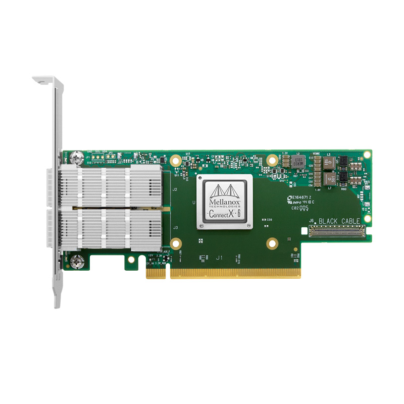 Mellanox MCX653106A-HDAT ConnectX-6 VPI adapter card, HDR IB (200Gb/s) and 200GbE, dual-port QSFP56, PCIe4.0 x16, tall bracket