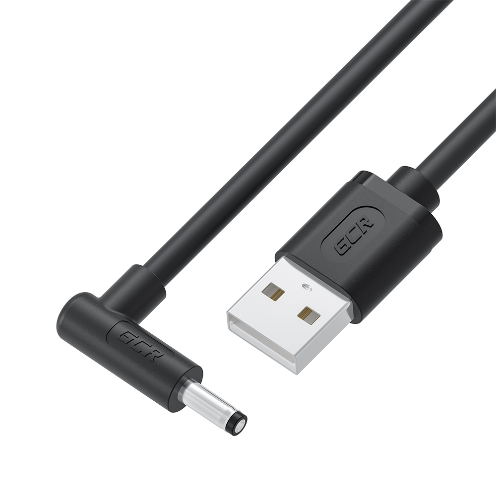 GCR Кабель питания 2.0m USB AM / DC 3.5х1.35 mm угловой, медь, черный