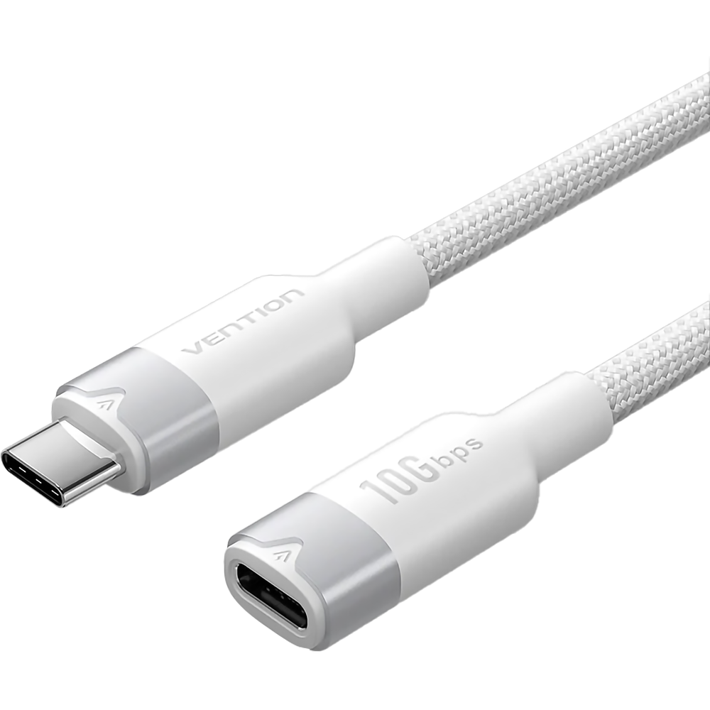 Кабель-удлинитель Vention USB 3.2 Gen2 CM/CF - 1м. Белый 5А PD100W