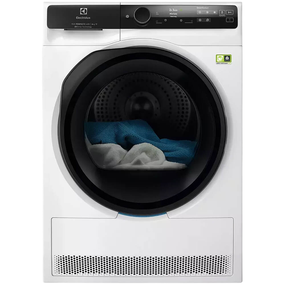 Сушильный барабан ELECTROLUX/ Сушильный барабан с тепловым насосом,глубина, см: 63.8, Цвет: белый, Максимальная загрузка белья (кг): 8, 12 программ, инверторный мотор,панель управления на английском языке