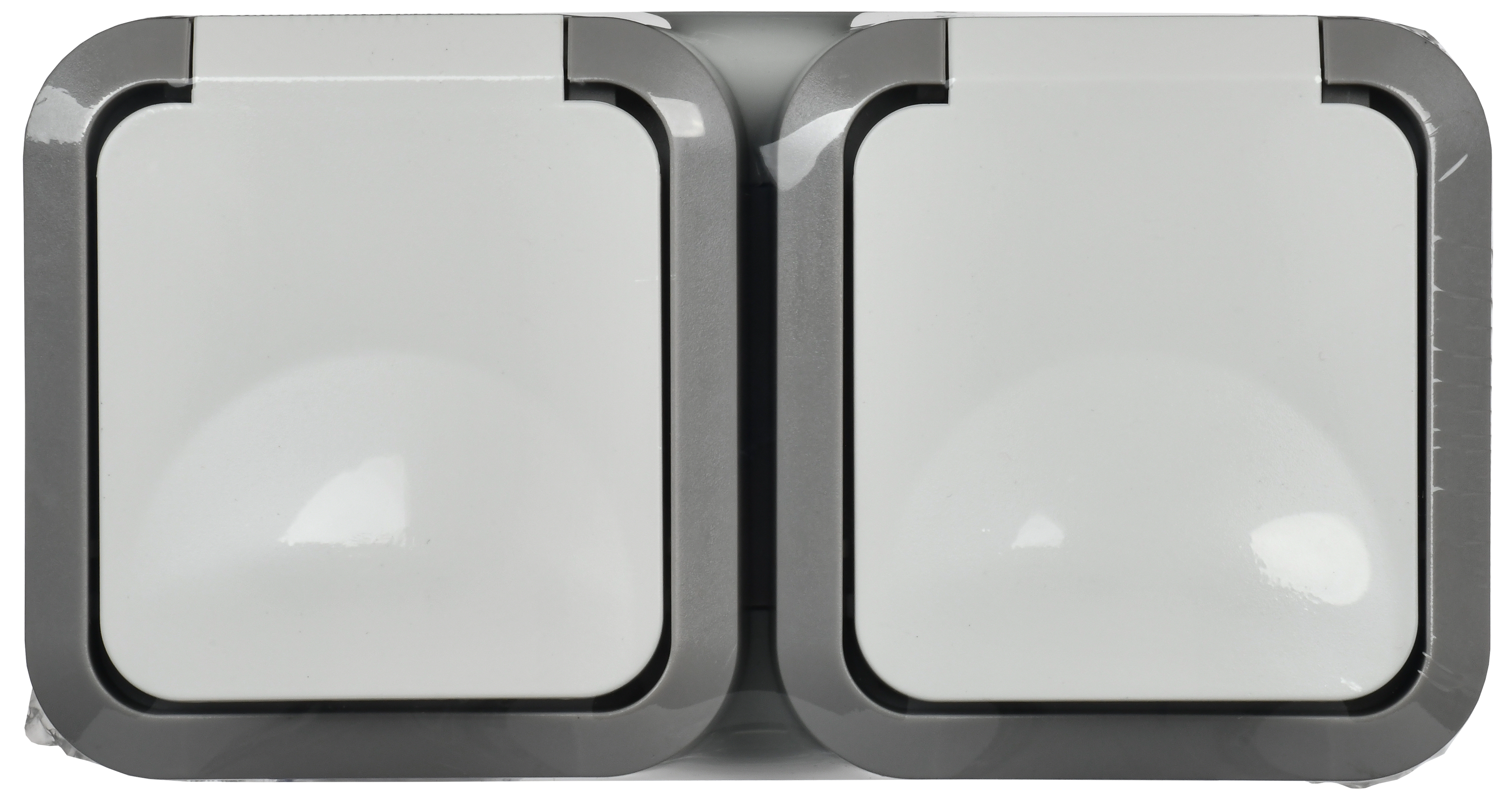 TORS Розетка 2-я с з/к кр. гориз. 16А IP55 TS222 сер-бел IEK