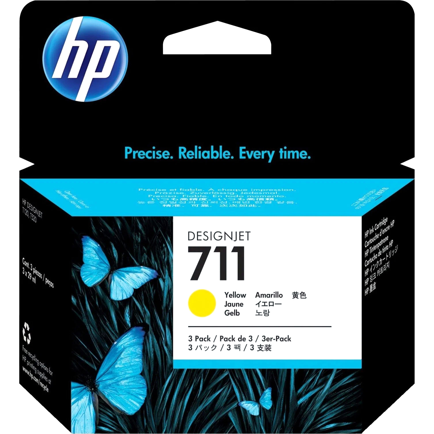 HP CZ136A Картридж №711, Yellow {Designjet T120/T520, Yellow (29ml 3 - pack)}