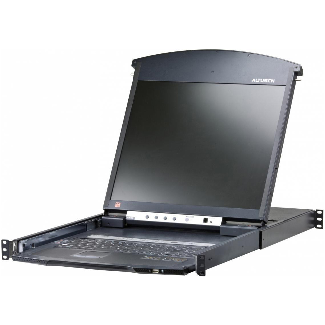 ATEN KL1516AiMR Переключатель, электрон., KVM,  1 local user PS2/USB/VGA консоль LCD 17"+32 IP user =>16 cpu (PS2/USB/Sun+VGA)/RS232, без модулей, 1600x1200 60Hz (40м), 1U 19", исп.спец.модули