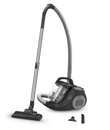 Безмешковый пылесос Tefal/ Безмешковый пылесос Tefal, мощность 750 Вт, сухая уборка, объем контейнера 1.2 л, механическое управление, индикатор максимального уровня пыли, 4 насадки, уровень шума 77 дБ, цвет черный