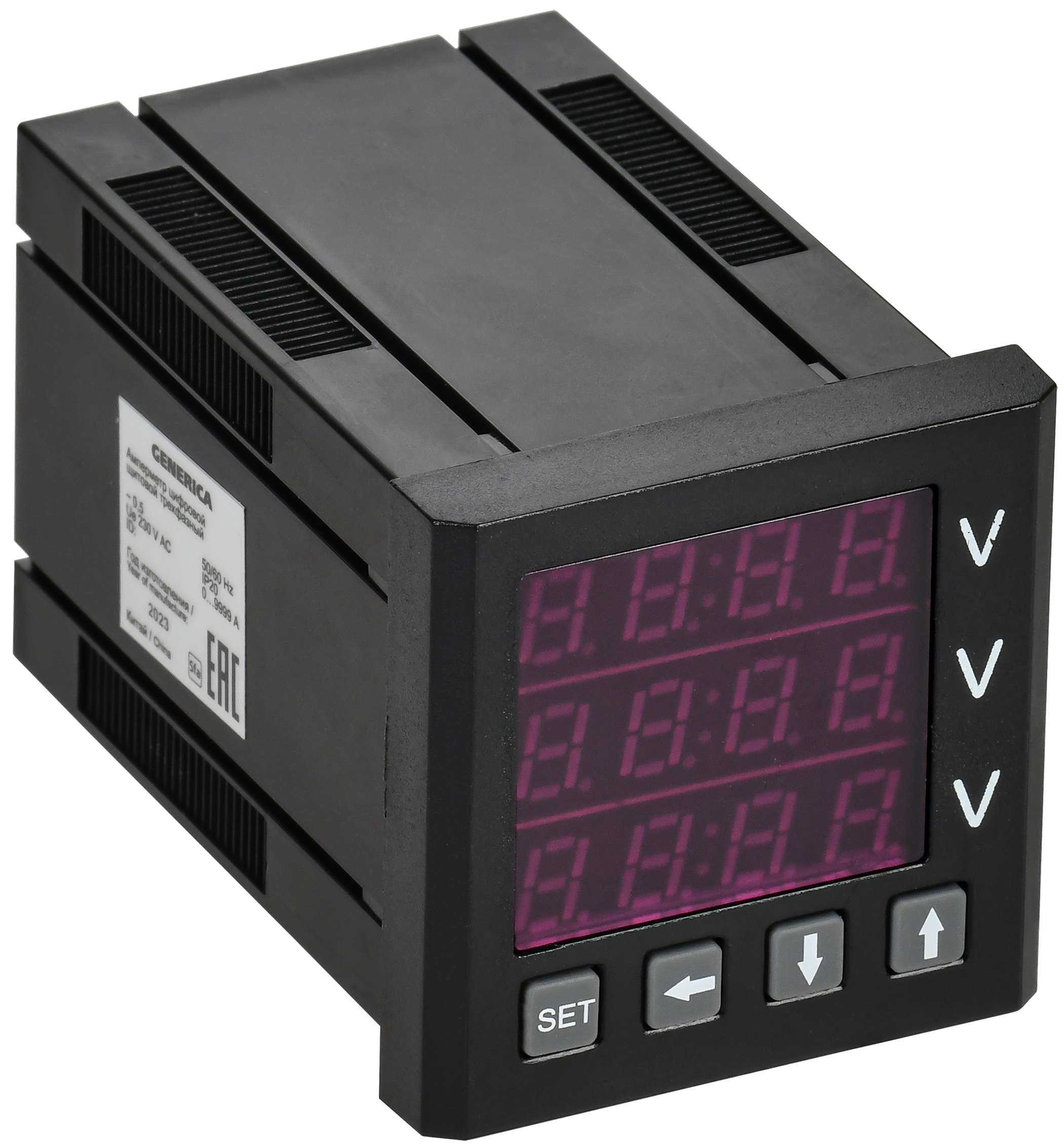 Вольтметр цифр. щит. 3-ф. 48х48 LED GENERICA