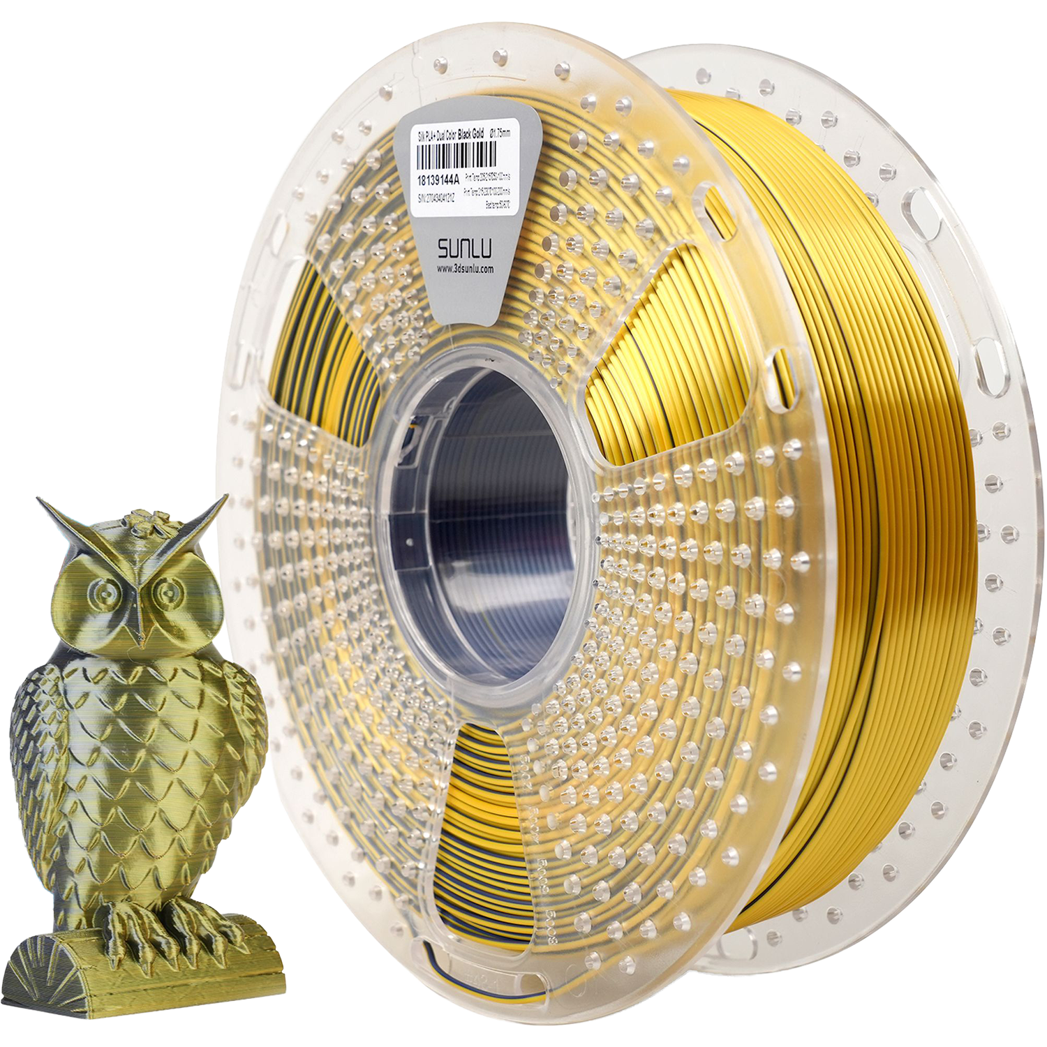 Филамент NVPRINT Silk PLA+  Black/Gold   для 3D печати диаметр 1.75мм  длина 330 метров  масса 1 кг