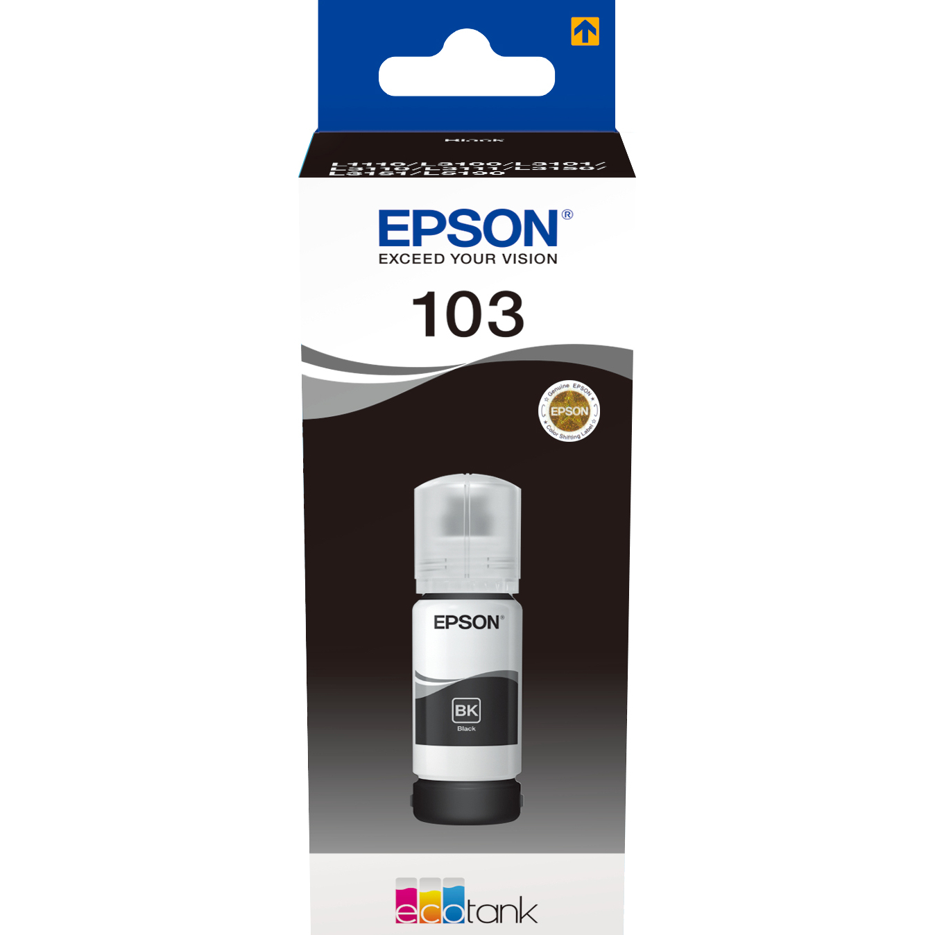 EPSON C13T00S14A  Контейнер 103 с черными чернилами для L1110/L3100/3101/3110/3150/3151, 65 мл.