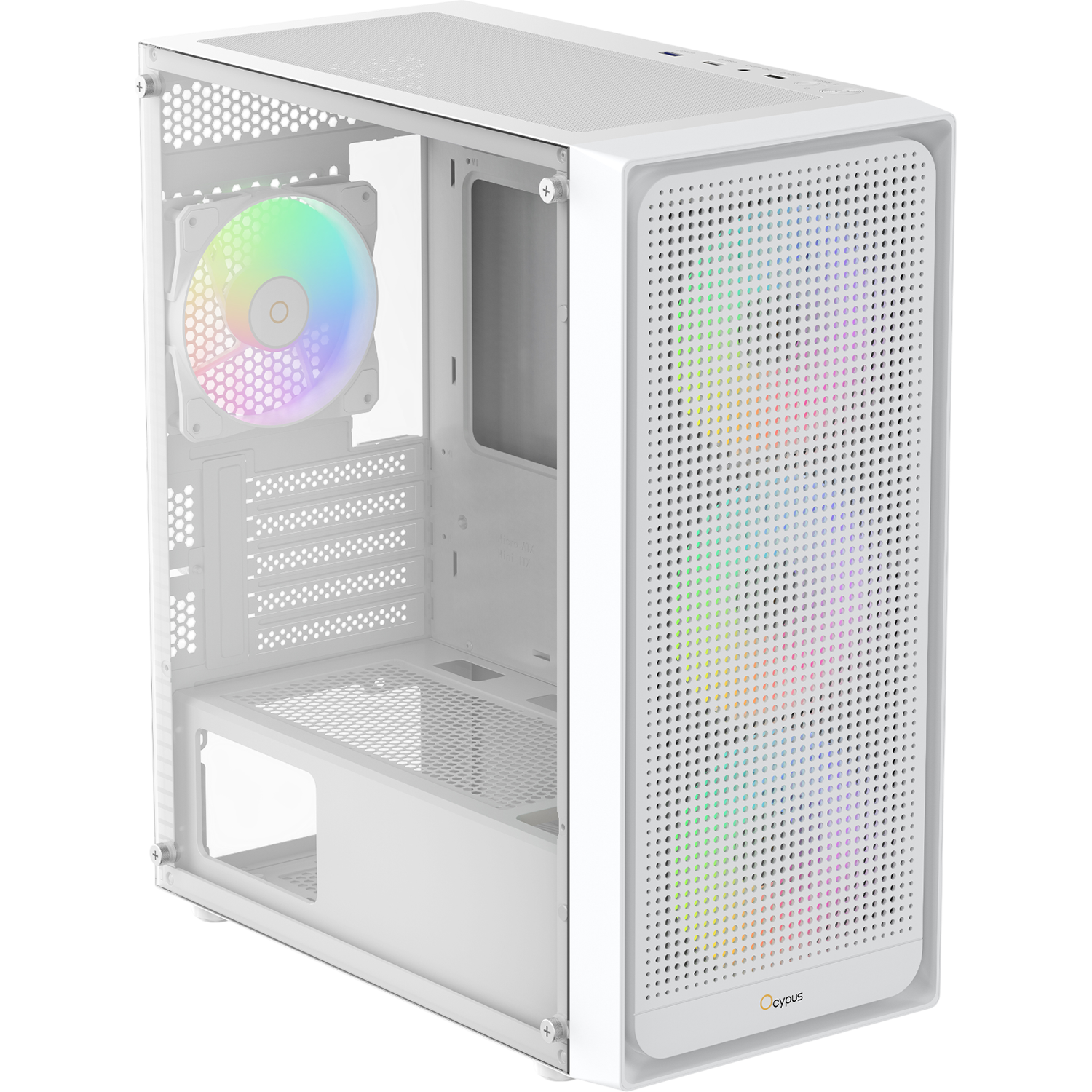 Case Ocypus Gamma C50 WH ARGB mATX / win / white / 4 ARGB fans / no PSU / Tempered Glass