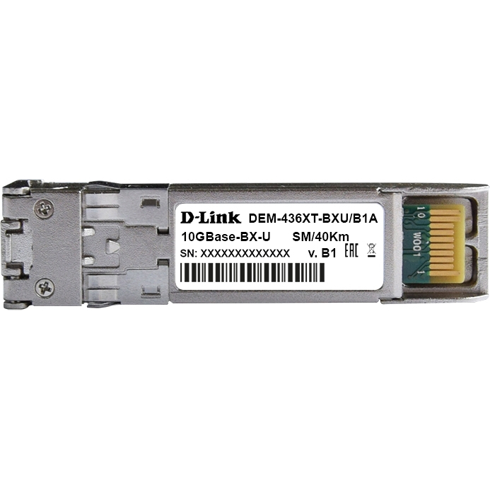 D-Link 436XT-BXU/40KM/B1A PROJ WDM трансивер SFP+ с 1 портом 10GBase-BX-U (Tx:1270 нм, Rx:1330 нм) для одномодового оптического кабеля (до 40 км, разъем Simplex LC)