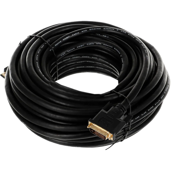 Кабель аудио-видео Lazco WH-141 HDMI (m)/DVI-D(m) 20м. позолоч.конт. черный (WH-141(20M))