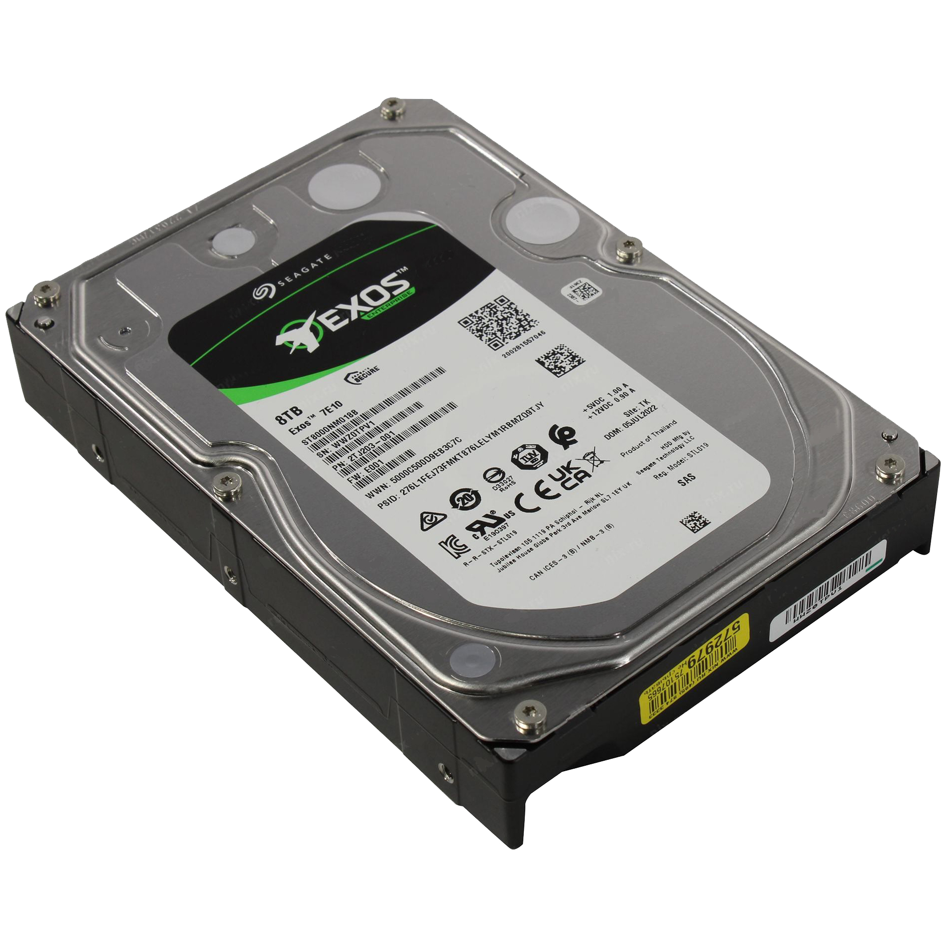 8TB Seagate HDD Server Exos 7E10 (ST8000NM018B) {SAS 12Gb/s, 7200 rpm, 256mb buffer, 3.5"}