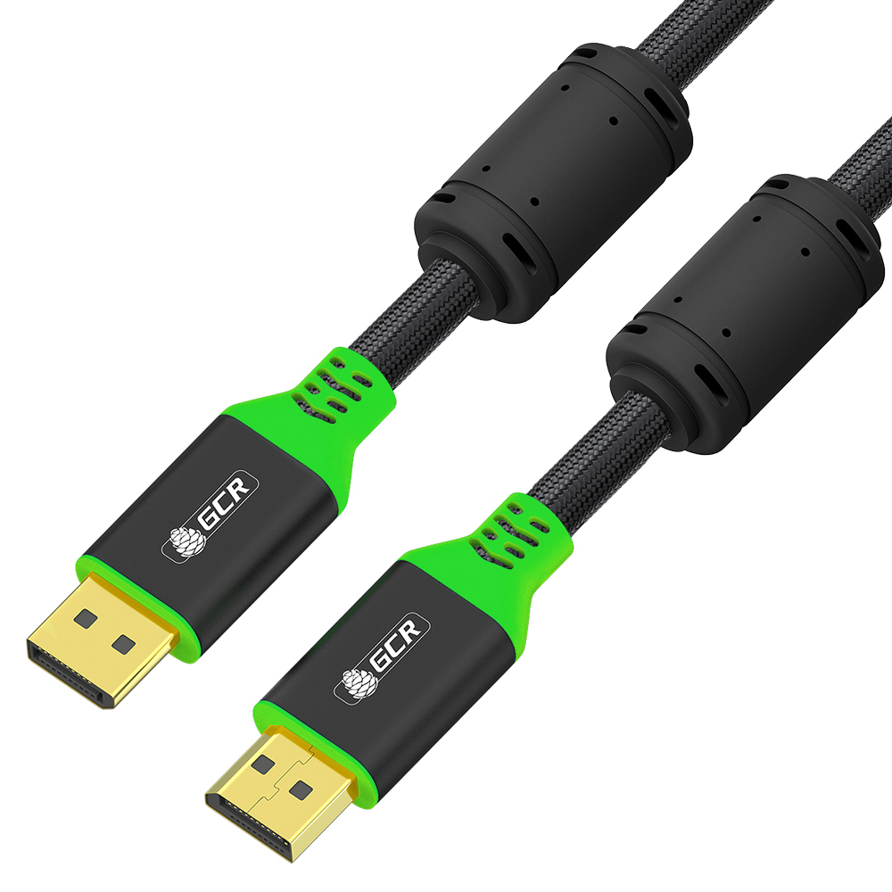 GCR PRO Кабель PROF 3.0m DisplayPort v1.4, ECO Soft капрон, 8K 60Hz, 4K 165Hz, черный, ферритовые фильтры, медь, 3Х экран с армированием, AL case