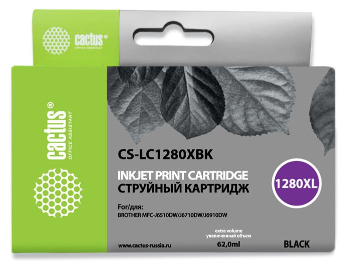 Cactus LC-1280XBK Картридж струйный Cactus CS-LC1280XBK черный для Brother MFC-J6510/6910DW (62ml)