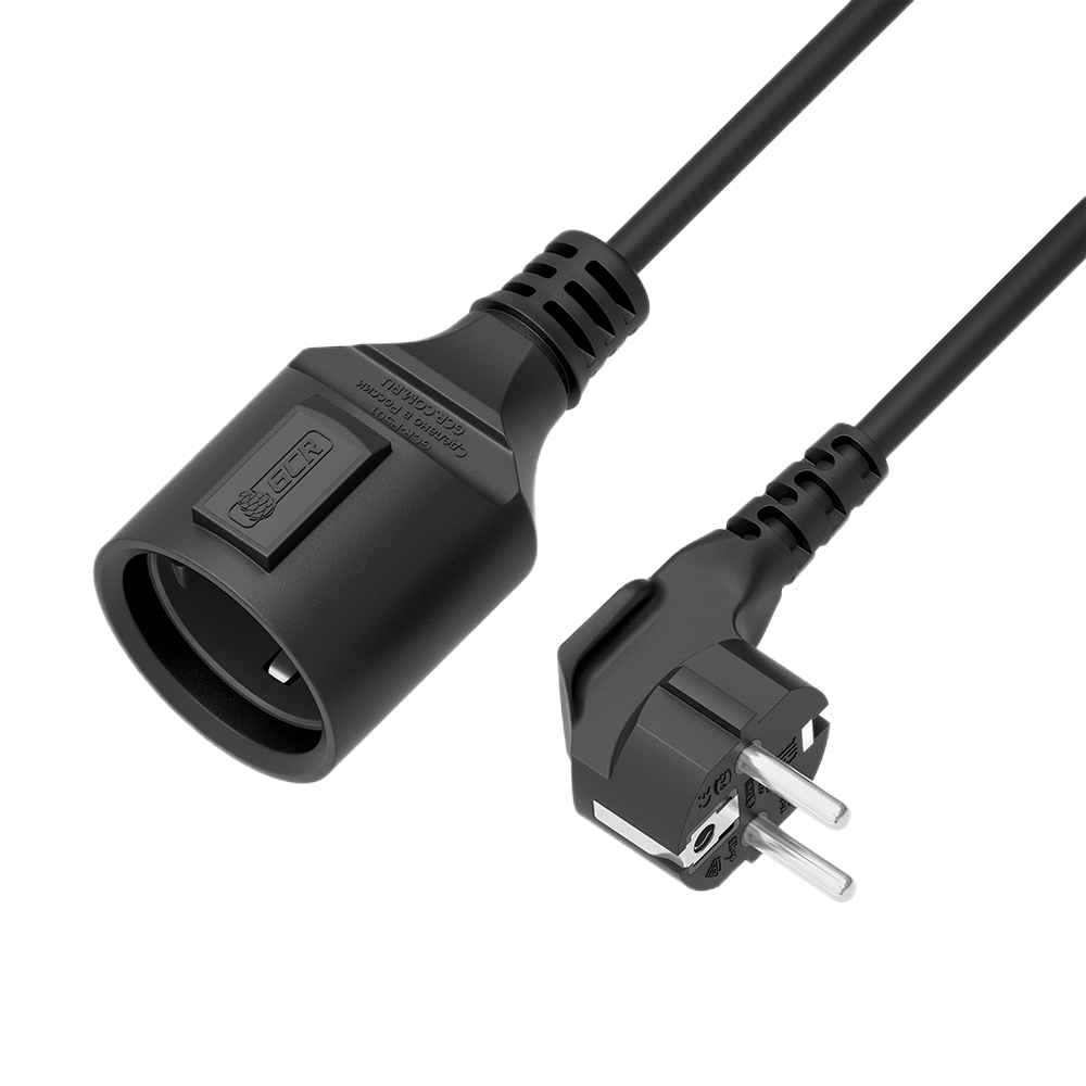 GCR PRO Удлинитель PROF черный, 3.0m, евровилка угловая Schuko - евророзетка, 3*1,5mm, медь