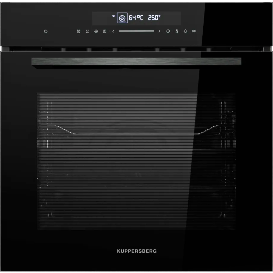 Встраиваемый духовой шкаф KUPPERSBERG/ KITCHEN RETAIL / Встраиваемый духовой шкаф KUPPERSBERG, High-Tech, объем 72 л, 12 режимов работы, быстрый нагрев, телескопические направляющие, доводчик двери, таймер, термощуп, 3 стекла в дверце, сенсорное управление, блокировка от детей, энергоэффективность А+, цвет черный
