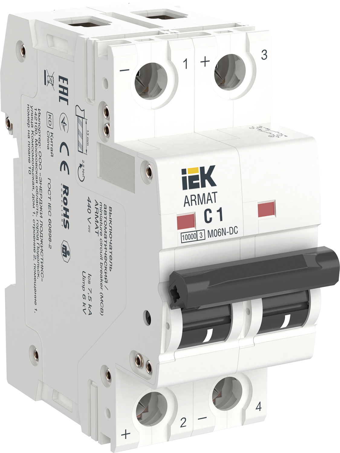 ARMAT Авт. выкл. M06N-DC 2P C 1А IEK
