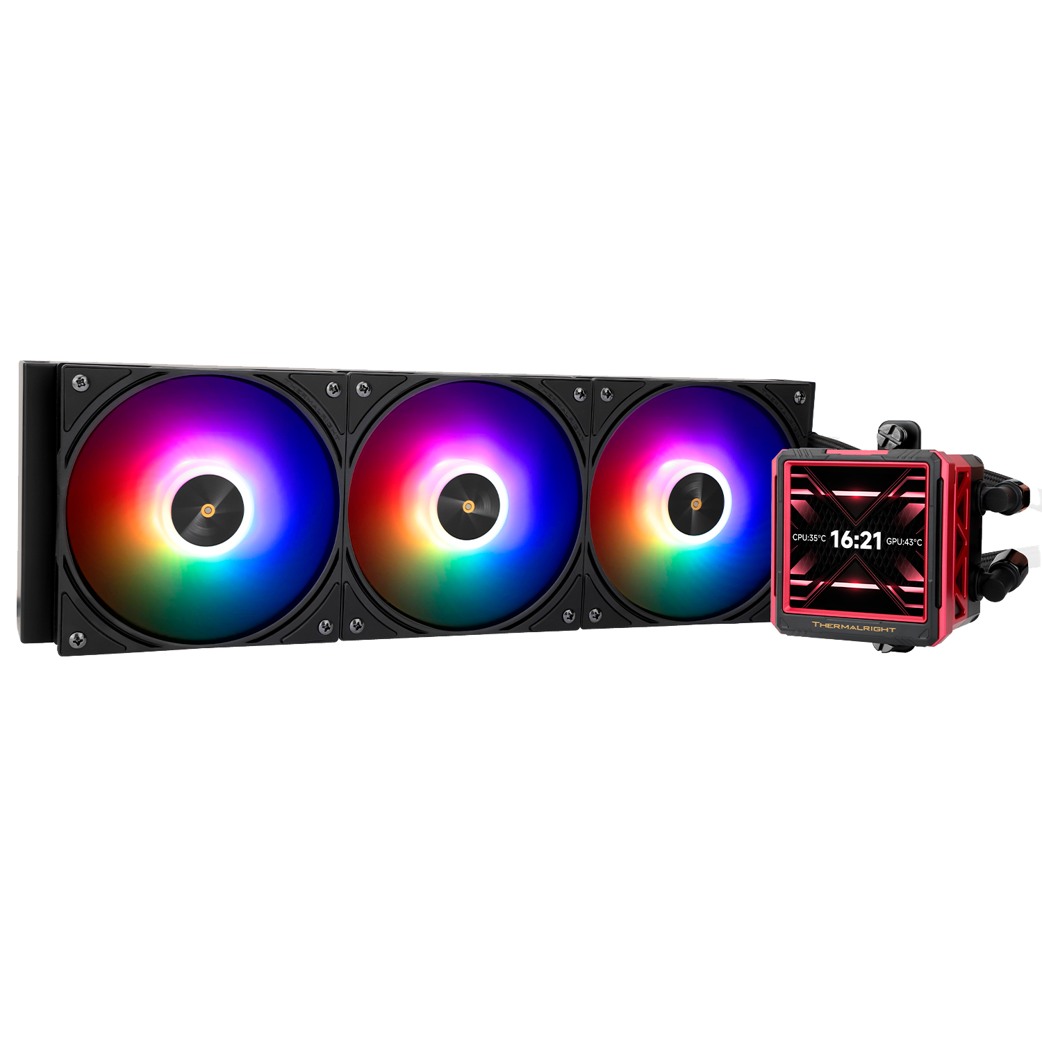 Водяное охлаждение для процессора/ Water Cooling System Thermalright Frozen Warframe 360 Ultra Black Argb (360mm, Black, ARGB/ Fans: 3x120mm, 70.84CFM, 22.1dBA, 2000RPM/ Pump height 60mm, 23dBA, 3000RPM, Rad thickness 27mm/ S: 1200, 1700, 1851, 2011, 2066, 115X, AM5, AM4)