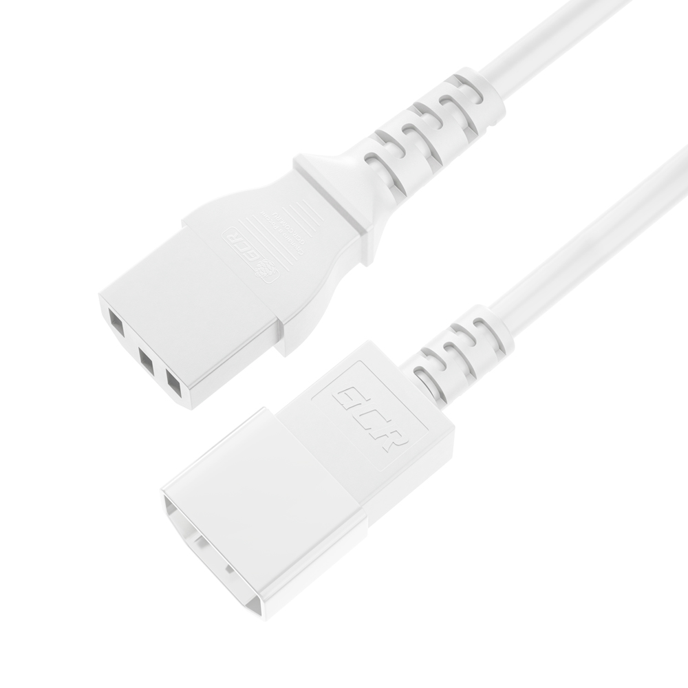 GCR PRO Кабель питания PROF удлинитель белый, 7.0m, С13 - С14, 3*1,0mm, медь, GCR-54364