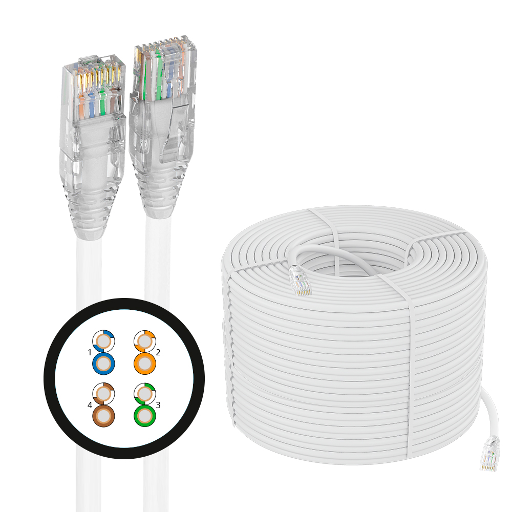 4PH Кабель LAN витая пара 300m в бухте, UTP кат.5e, CCA 4х2х0,5 (24AWG), одножильный (Solid), белый