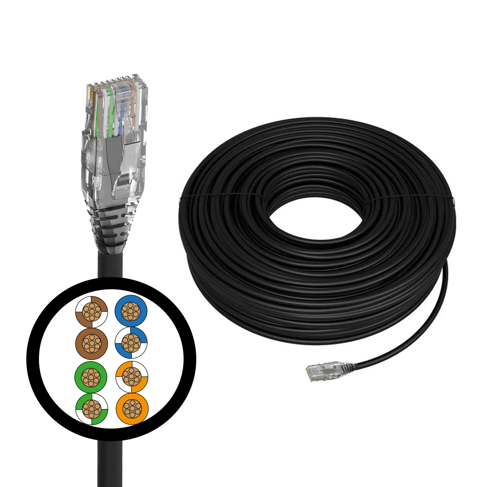 4PH Кабель LAN витая пара 100m в бухте, UTP кат.5e, CCA 4х2х0,5 (24AWG), одножильный (Solid), черный