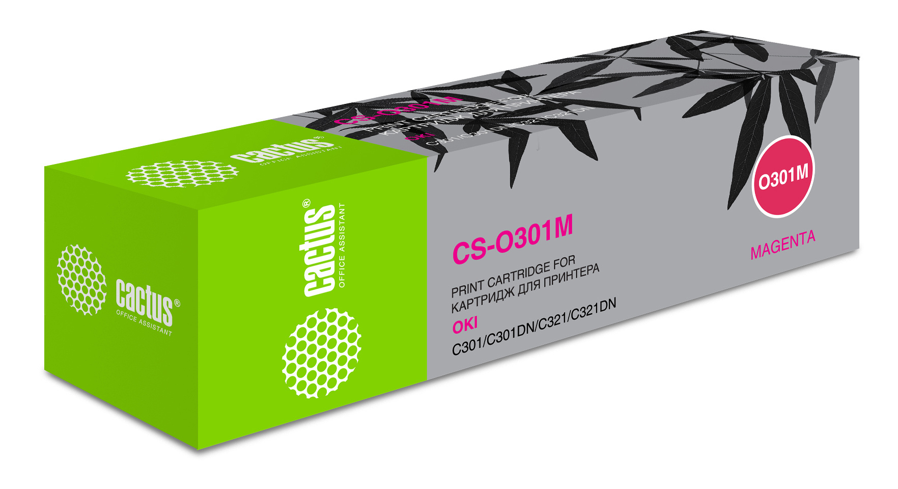 -/ Картридж лазерный Cactus 44973542 CS-O301M 44973542 пурпурный (1500стр.) для Oki C301/321