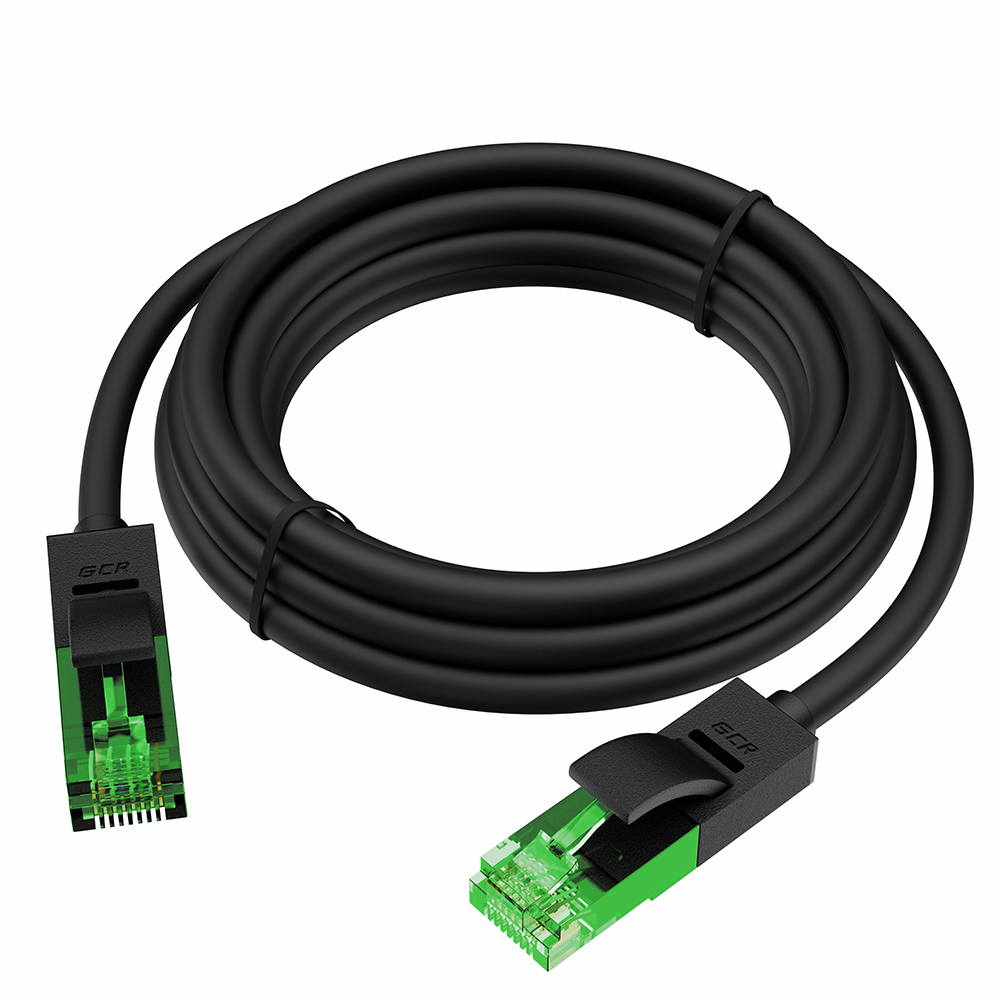 GCR Патч-корд прямой 2.0m UTP медь кат.5e, черный, 24 AWG, литой, ethernet high speed 1 Гбит/с, RJ45, T568B