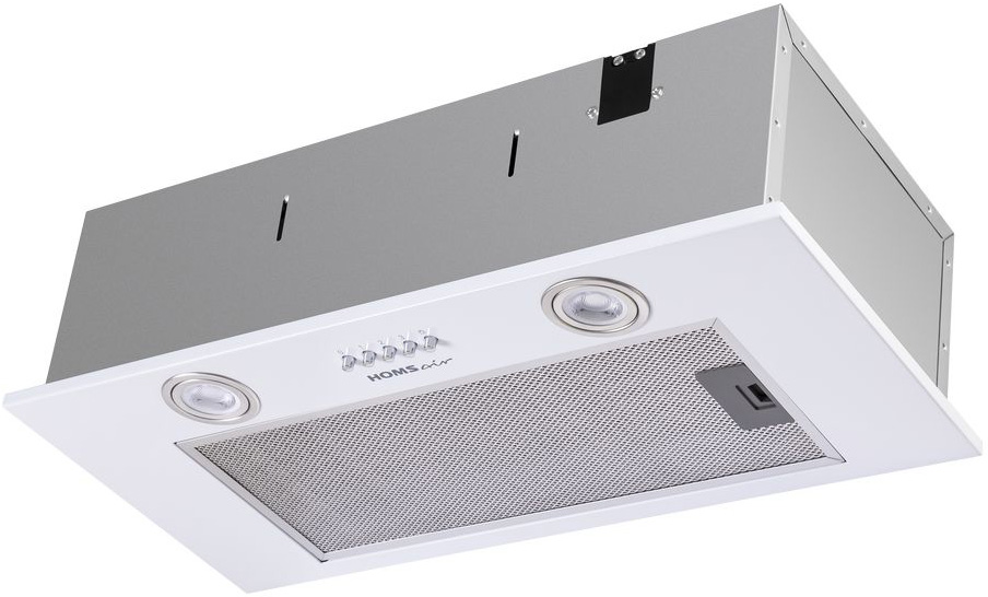 ВЫТЯЖКА HOMSair Camelia Power 60 White/ полновстраиваемая, кнопочное управление, 3 скорости, 580 м3/ч, до 30 м2, 52 дБ, светодиодное LED-освещение, угольный фильтр CF02X 1 шт., ШхВхД: 650х172х260 мм, белый цвет