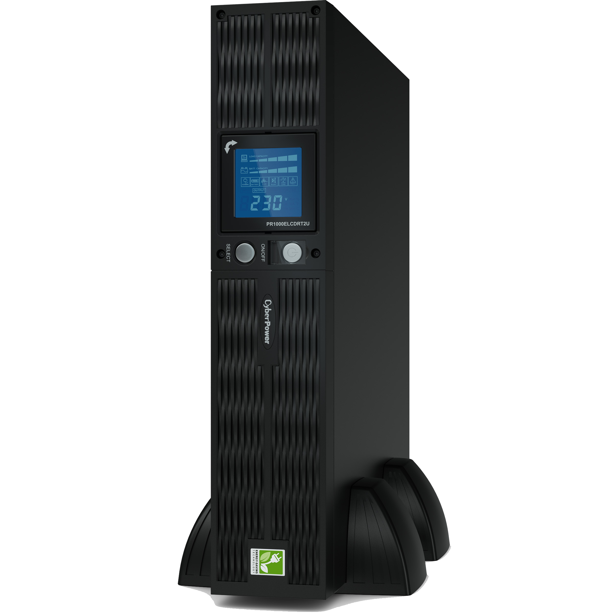 ИБП CyberPower PR1000ELCDRT2UA {Line-Interactive, 1000VA/900W USB/RS-232/Dry/EPO/SNMPslot/RJ11/45 (8 IEC С13), 12В/7 Ач х 4}