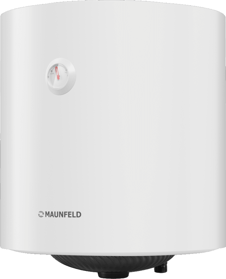 Водонагреватель MAUNFELD/ Накопительный электрический водонагреватель MAUNFELD MWH50W01, 75 С max, мощность 1500 Вт, объем 50 л, механическое управление, мокрый ТЭН, магниевый анод, внутреннее покрытие бака эмаль, резьба для подключения воды 1/2 дюйма, белый цвет