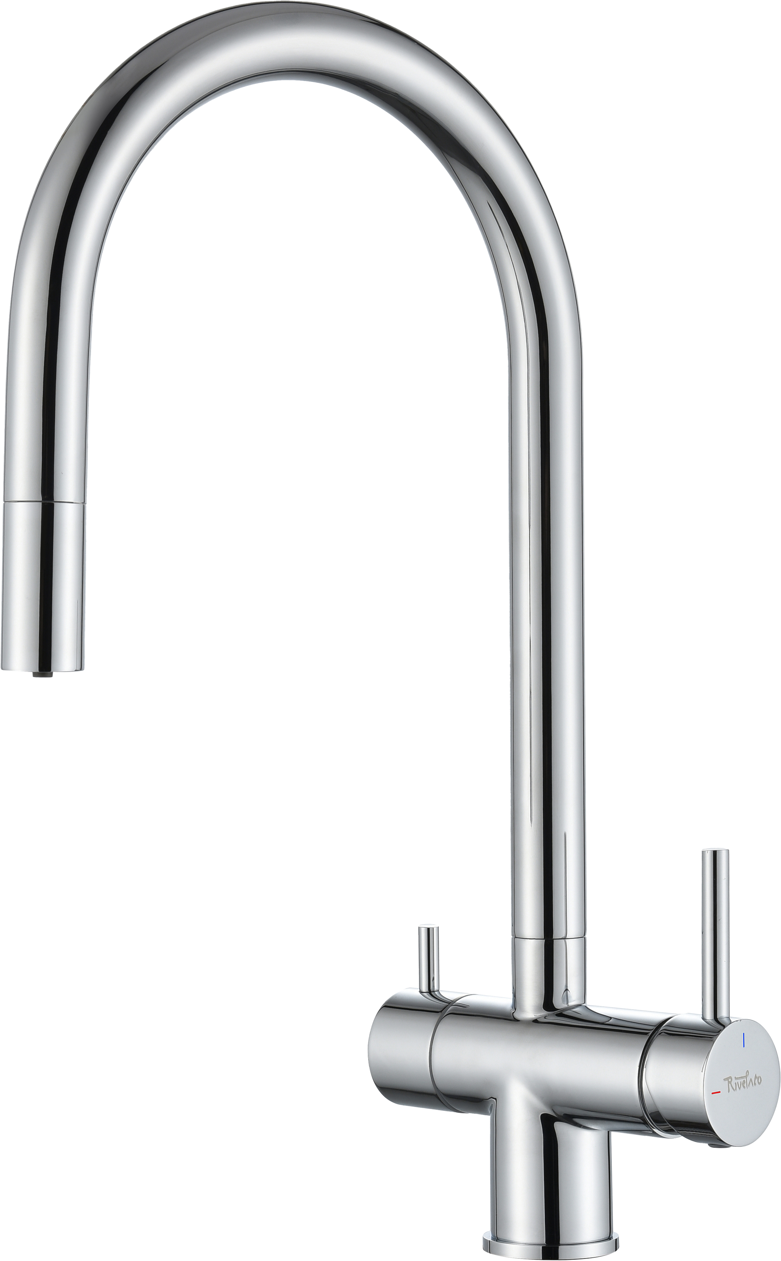 RIVELATO 2433505 cromo однорычажный смеситель для кухни TREVI U-обр. с краном питьевой воды D-35мм, выдвижной излив, материал: латунь, цвет: хром