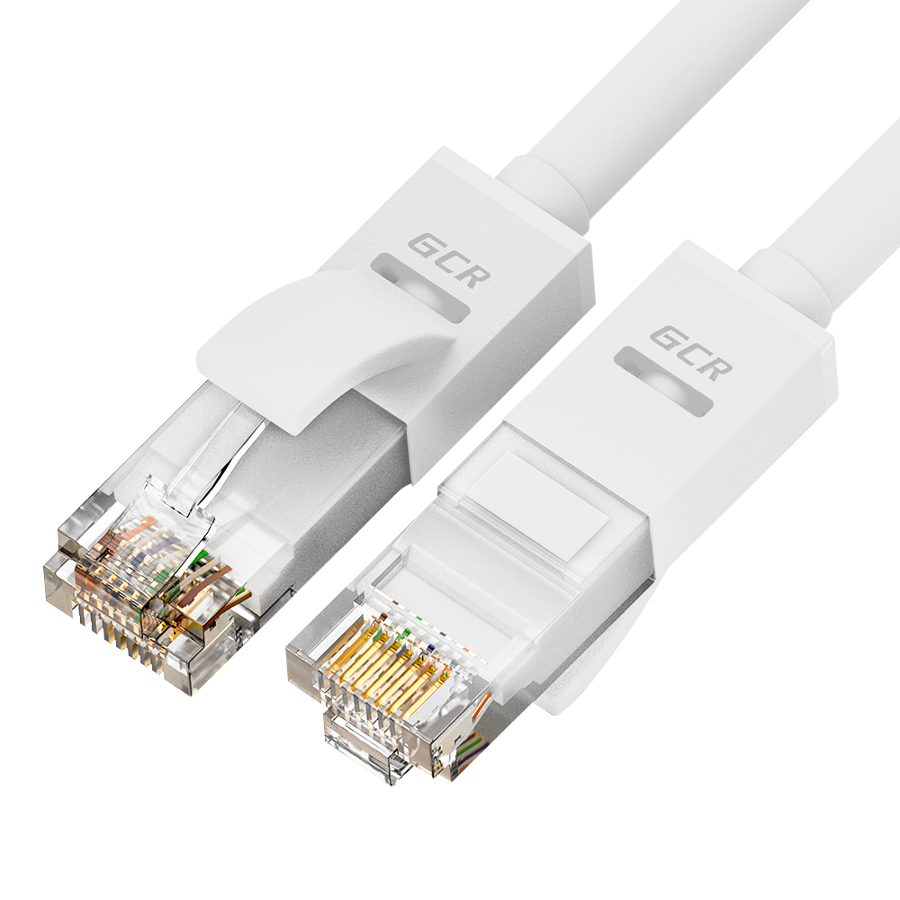 GCR Патч-корд прямой 40.0m UTP кат.5e, белый, 24 AWG, литой, ethernet high speed 1 Гбит/с, RJ45, T568B