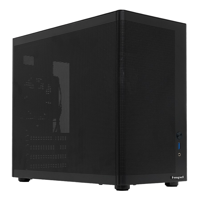Case HSPD M210, Mesh Mid Tower, Black, 0.7 SPCC, 1x90mm mATX, mITX 140/280/150mm 1x2.5", 1x3.5", 4xPCI 1xUSB-A 3.0 302x168x350mm