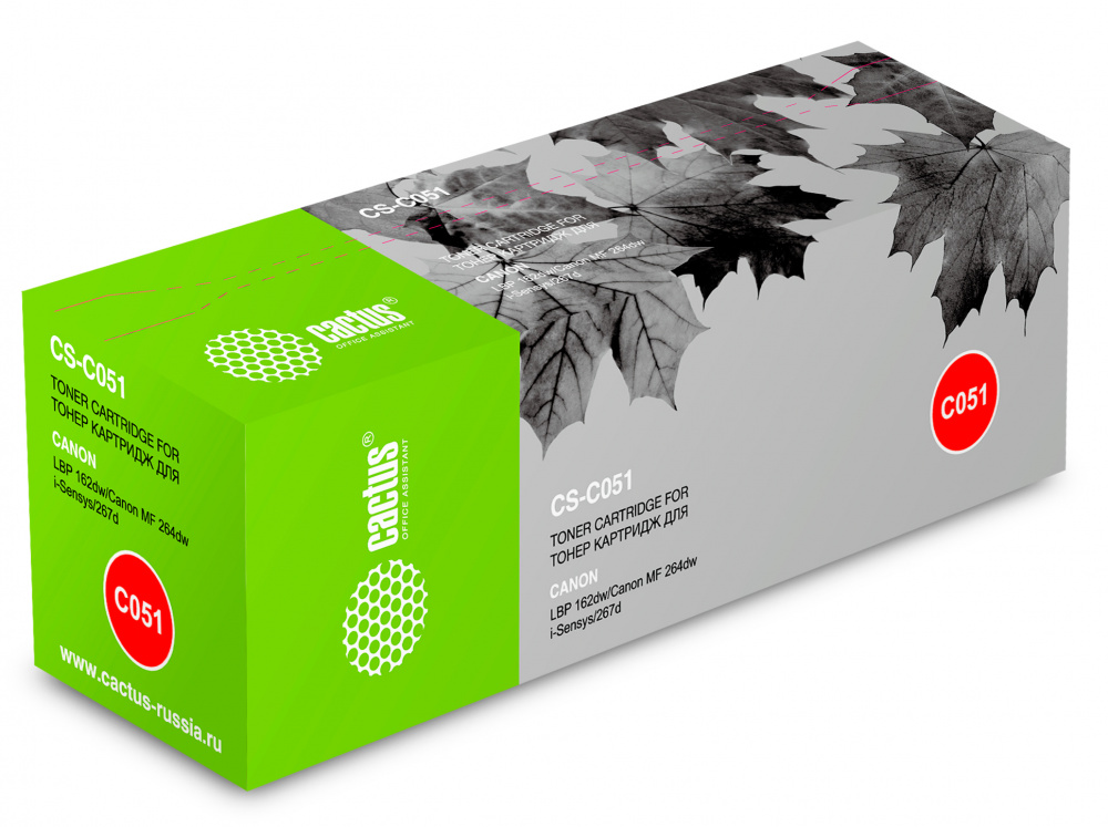 -/ Картридж лазерный Cactus CS-C051 Cartridge 051 черный (1700стр.) для Canon LBP 62dw/MF 264dw/267dw/2
