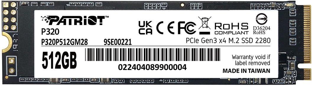 SSD Patriot PCIe 3.0 x4 512GB P320P512GM28 P320 M.2 2280