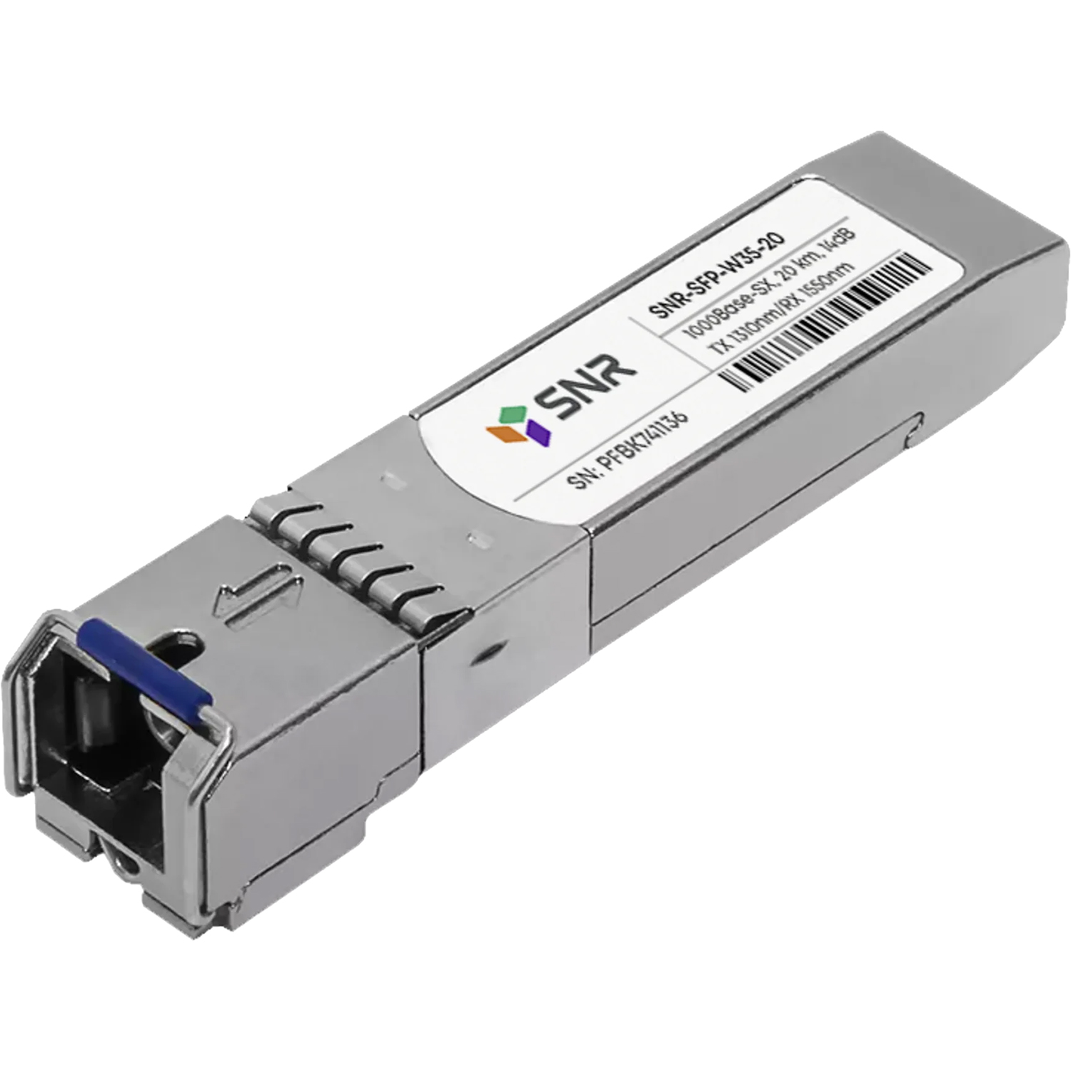 SNR SNR-SFP-W35-20-LC Одноволоконный модуль, SFP WDM 1000Base-BX, разъем LC, рабочая длина волны Tx/Rx: 1310/1550нм, дальность до 20км (14dB), с поддержкой функции DDM